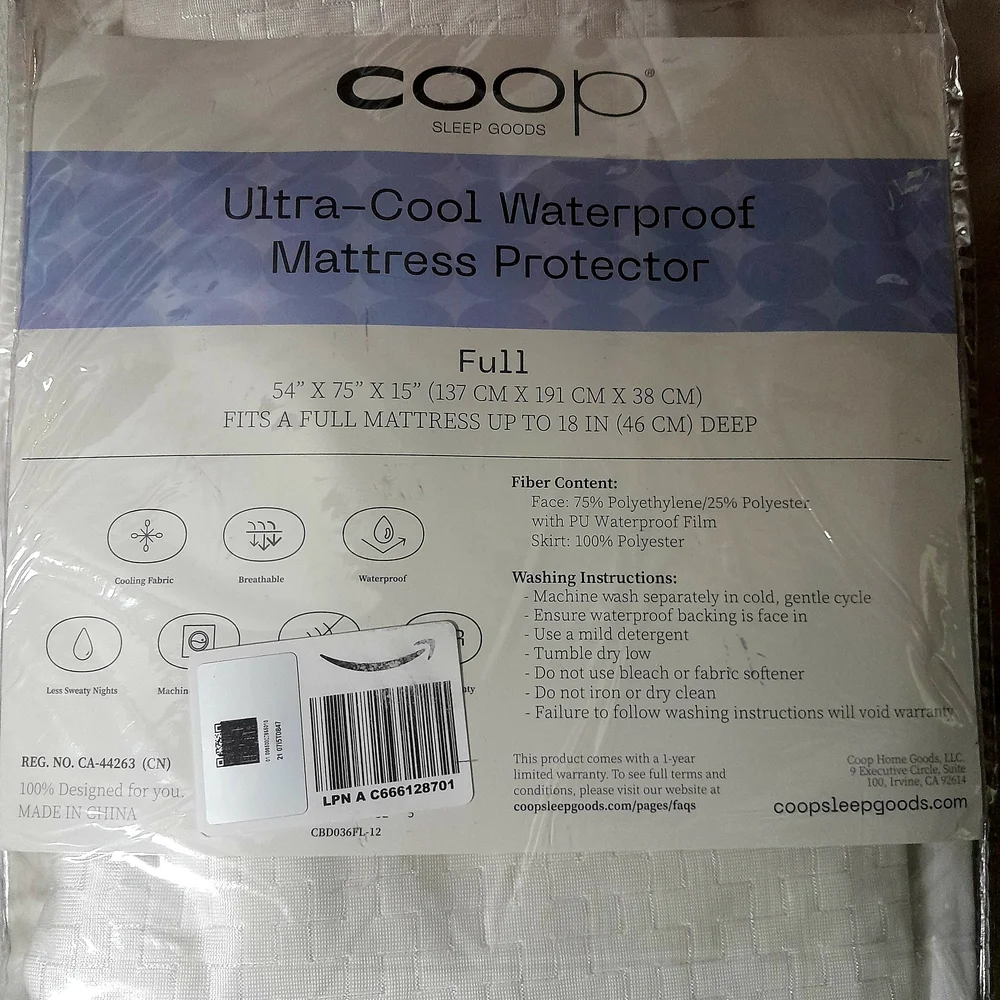 Coop Sleep Goods Cooling Waterproof Mattress Protector - White